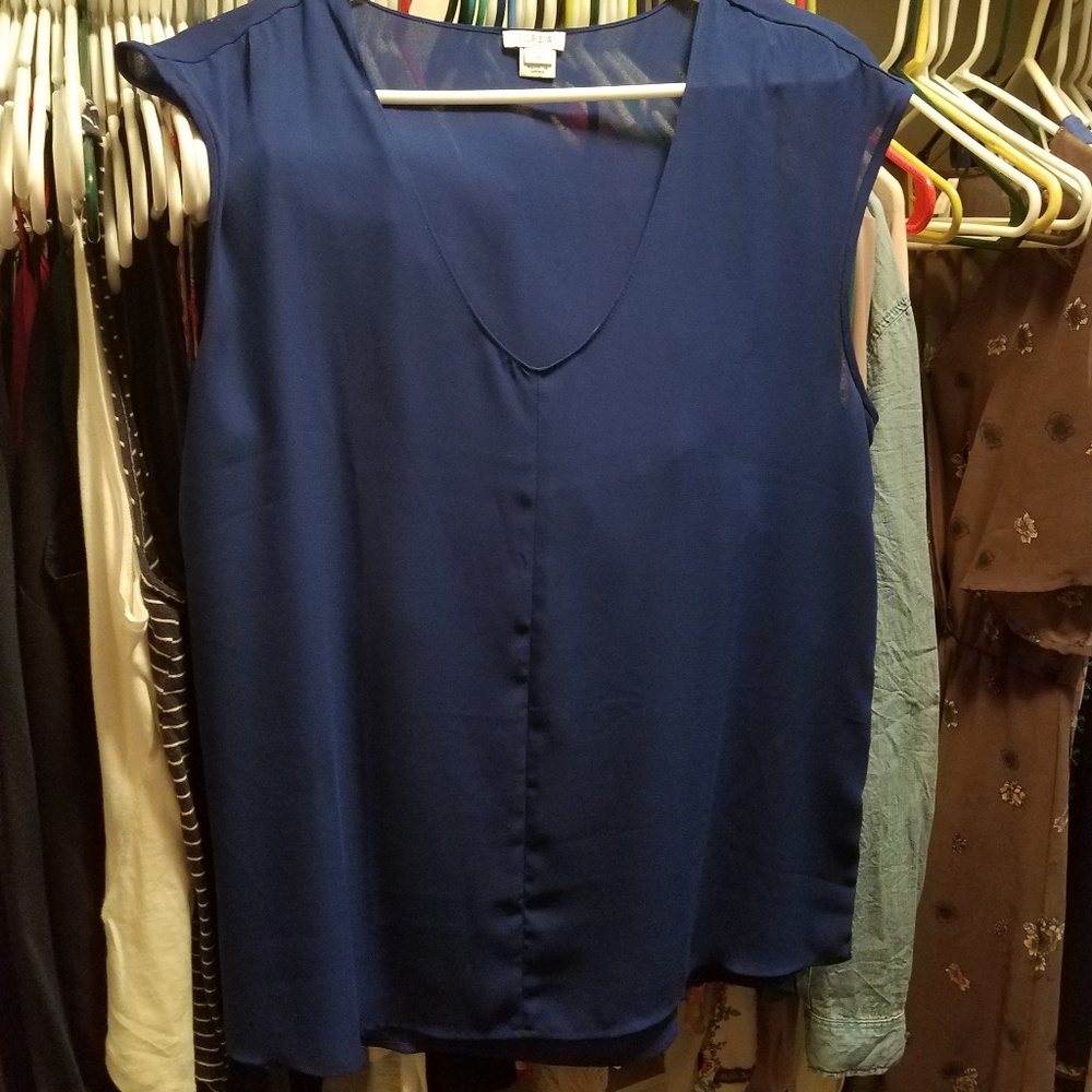 jcrew cap sleeve tank blue